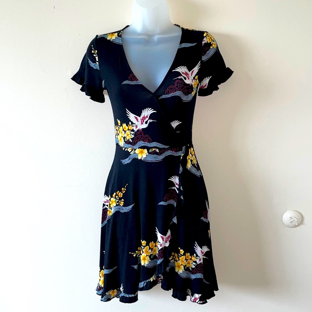 Black wrap dress floral